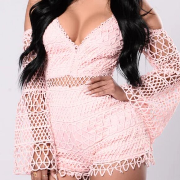 Fashion Nova Other - Blush Crochet Romper